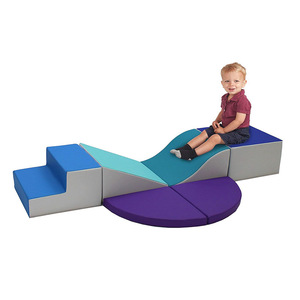 Ensemble de jeu d'intérieur 6 pièces : structure d'escalade, toboggan et combinaison d'escaliers aux formes géométriques pour bébés, jouet éducatif précoce unisexe - Product Image 2