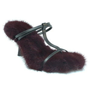 <span class=keywords><strong>Sandali</strong></span> con <span class=keywords><strong>Tacco</strong></span> Alto da Donna Personalizzabili 2026, Ciabatte Flip Flop con Suola in Vera Pelliccia di Visone, Colore <span class=keywords><strong>Bordeaux</strong></span> - Product Image 2