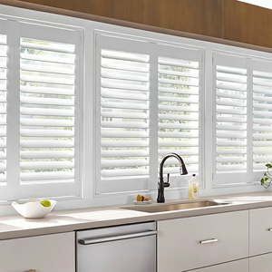 Volets en PVC en gros directement de Chine, volets en bois sur mesure pour fenêtres intérieures avec lames réglables - Product Image 5