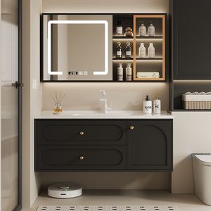 Meuble de salle de bain intégré en céramique, design français, avec lavabo intelligent intégré - Product Image 1