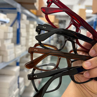 Montures de lunettes unisexes épaisses en acétate, anti-lumière bleue, monture intégrale, verres transparents solides, design coloré, tendance