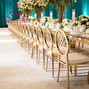 Party Rental Furniture Wholesale <b>Round</b> Back Gold Stainless Steel Chair with White <b>Cushion</b> - Product Image 4
