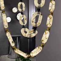 Spanish Luxury Chain Link Alabaster Chandelier Unique Lifting Ring Design Hanging Chandelier for Hotel Lobby Living Room Villa