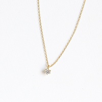 S925 Sterling Silver 14K Plaqué Or Slim Clavicule Chaîne Mini Simple Diamant Zircon Six Griffes Classique Collier pour