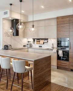 Hiện đại tùy chỉnh rắn gỗ Veneer tủ bếp không thấm nước đá Granite bồn rửa backsplash để sử dụng nhà cho các nhà phát triển bất động sản - Product Image 3