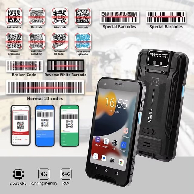 5inch Android 13.0 Barcode Scanner 5000mAh Handheld Rugged PDA 4G Wi-Fi Data NFC Inventory Management 1D/2D/QR Code MTK in Stock