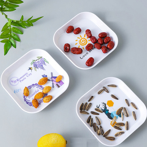 Plateau carré de 6 pouces en mélamine pour enfants, mini plateau de service de dessert au lait pour le petit déjeuner - Product Image 6