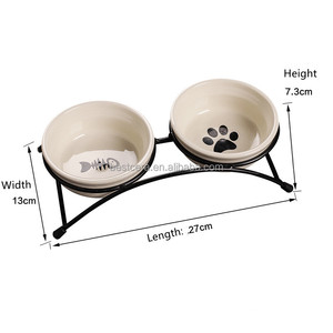 Cuencos de porcelana de alta calidad para mascotas para perros, comedero de agua y comida para mascotas, cuenco de cerámica para mascotas con soporte de hierro - Product Image 2