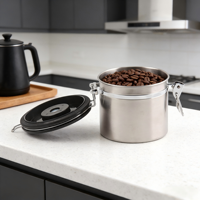 Bocaux de cuisine en acier inoxydable avec suivi de la date, récipient hermétique pour le stockage des grains de café