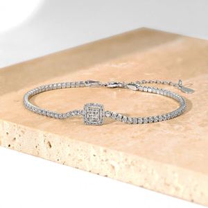 Dylam Fine Jewelry <b>Bangles</b> & Bracelets 925 Sterling Silver Rhodium Plated Sparkling 5A Cubic Zirconia Baguette Tennis Bracelets - Product Image 5