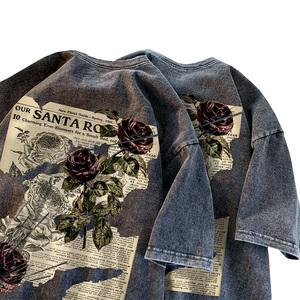 T-shirt personnalisé avec logo imprimé numériquement, effet délavé, en coton épais, coupe oversize, style vintage pour homme - Product Image 3