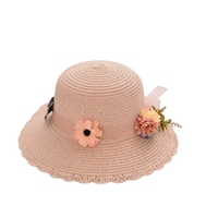 Vente en gros personnalisable été nouvelle mode large vague bord seau chapeau personnalisé fleur décorative papier chapeau de paille pour la pêche
