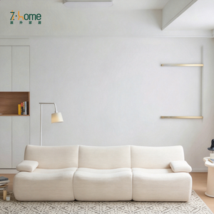 Sofá Seccional Curvo de Tela de Pana, Modular, de Tres Plazas, Esponja Comprimida, Envasado al Vacío, Ahorro de Espacio para Sala de Estar/Apartamento - Product Image 4
