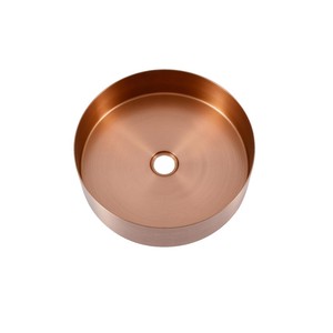 Golden Circular Light Luxury Stainless Steel Countertop Basin Handmade Single Basin for Hotels and Washrooms - Product Image 1