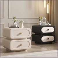 Table de chevet légère de luxe en bois massif pour chambre à coucher, style moderne simple, couleur crème, avec tiroirs de rangement