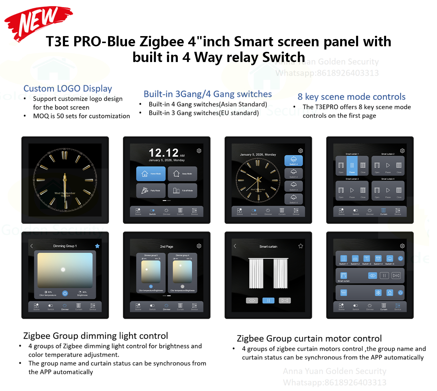 2026 Tuya Zigbee Smart 4-inch Smart Control Panel Zigbee Home Automation Intelligent Control Panel with Built in 4 Way Switches · image 2