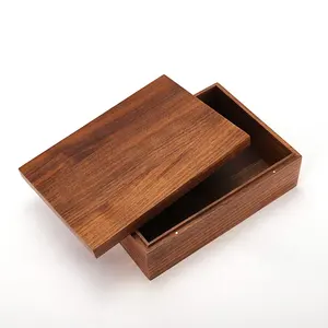 अखरोट की लकड़ी का भंडारण उपहार बॉक्स रेट्रो कस्टम लक्जरी पैकेजिंग ढक्कन के साथ फैक्टरी चॉकलेट के लिए थोक आभूषण पैकिंग बॉक्स