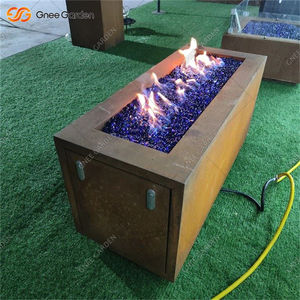 Mesa de Jardín con Chimenea de Propano Rectangular Moderna Gnee, Calentador de Patio Exterior, Construcción de Acero Corten, Diseño Duradero y Eficiente - Product Image 5