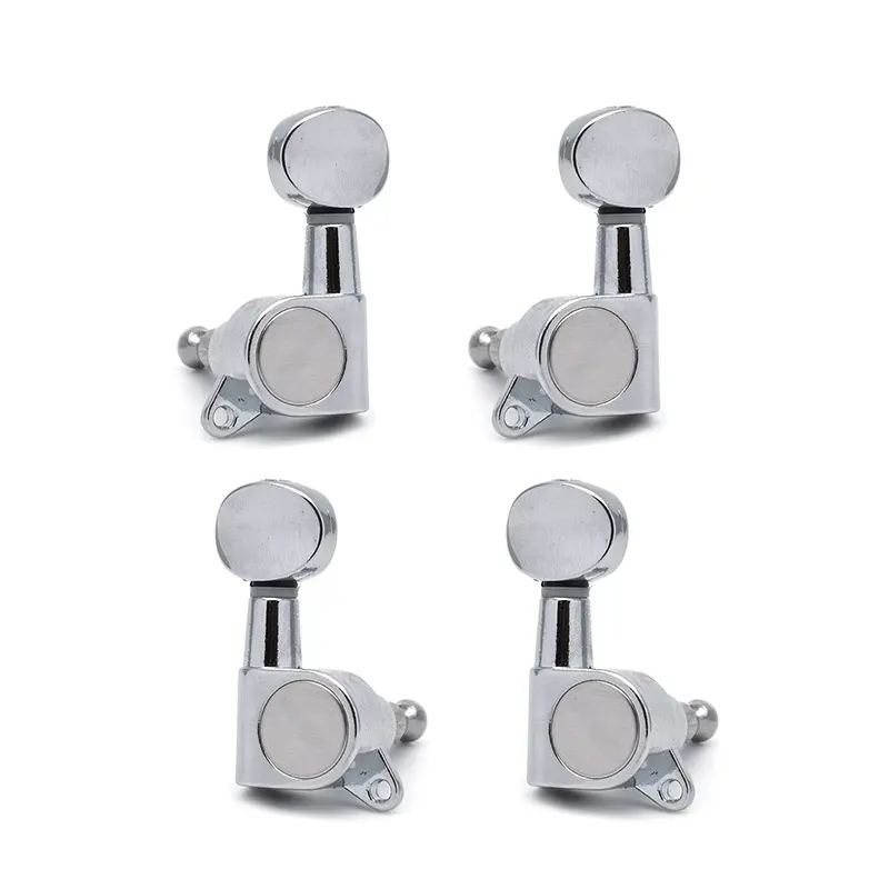 4pcs Small oval Concave Button Sealed-gear String Ukulele Tuning Pegs key Machine Tuners Heads Chrome Black for choose