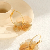 Pendientes Colgantes de Flor Chapados en Oro con Hoja de Ginkgo y Borla de Pétalos, Personalizados para Mujer, Día de la Madre, Pascua
