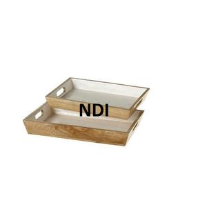 Bandejas de servicio de acabado natural Bandeja de servicio de madera de desayuno usada multiusos Diseño hecho a mano Artículo de catering de cocina - Product Image 1