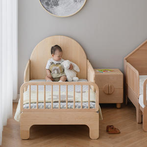 Fonte palazzo nordamericano legno di ciliegio in legno massello letto per bambini moderno estendibile letto singolo Splicing Guardrail letto - Product Image 1
