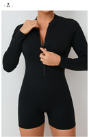 Combinaison de sport une pièce à manches longues personnalisée pour femme, douce, moulante, pour la gym, la course, le fitness et le yoga