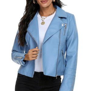 Veste en cuir et toile respirante tricotée sur mesure, couleur unie, pour femme, style streetwear, séchage rapide, col montant - Product Image 1