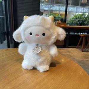 Peluche d'agneau blanc de haute qualité, douce et moelleuse, jouet en peluche de chèvre Kawaii, poupée douce et résistante pour compagnon câlin, jouet en peluche doux - Product Image 2