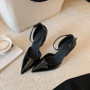 Sandali Trendy in <span class=keywords><strong>Pelle</strong></span> Verniciata con Cinturino per Donne, Aumentano l'Altezza, Antiscivolo, Traspiranti, Comodi, Flessibili, con Tacco Spesso - Product Image 5