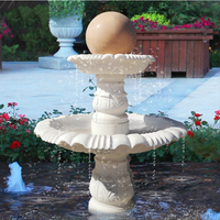 Fontaine d'eau à boule roulante extérieure de conception moderne YiWei Art YWMF-054, en marbre rouge, effet lueur du soir, faite à la main, durable