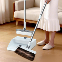 Ensemble balai, pelle et rouleau à papier collant multifonctionnel 3 en 1 pour le nettoyage ménager, ensemble balai et pelle pour le nettoyage des sols