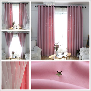 DaiRui Star tende per bambini per la stanza dei giochi della camera da letto, tende oscuranti <span class=keywords><strong>con</strong></span> stelle scavate e Top in acciaio inossidabile - Product Image 4