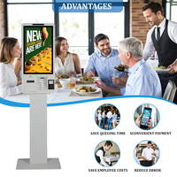 Kiosque libre-service à écran tactile incurvé direct d'usine de 21 pouces avec vérification automatique du paiement par commande automatique pour les restaurants