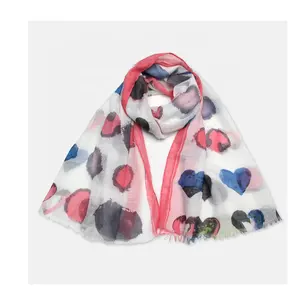 Fashionable peach heart woven warm shawl polyester scarf for women