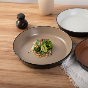 Vente en gros Grand <span class=keywords><strong>service</strong></span> de table <span class=keywords><strong>italien</strong></span> bicolore en mélamine Bols de <span class=keywords><strong>service</strong></span> à soupe solides ronds et profonds Assiettes à steak Assiettes à dîner - Product Image 6