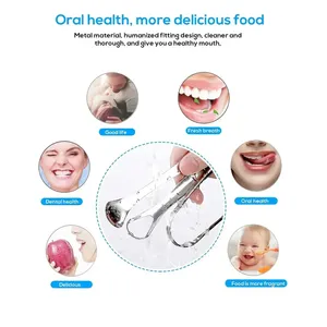 4pcs/set Stainless Steel Tongue Scraper Brush Tongue Cleaner U Type Metal Fresh Breath Cleaning Oral Hygiene Care Tools - Product Image 6