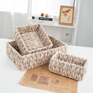 Panier de rangement rectangulaire en jacinthe d'eau tressée fait main Bobai, blanc, pour aliments, cosmétiques et bureau - Product Image 2