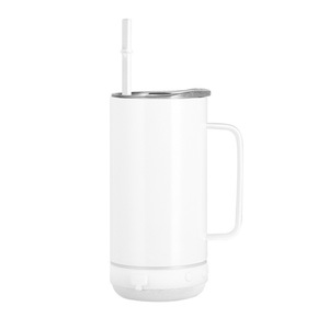 Gobelet Bluetooth à sublimation de 14 oz, blanc, avec haut-parleur intégré, tasse musicale intelligente sans fil avec poignée - Product Image 6