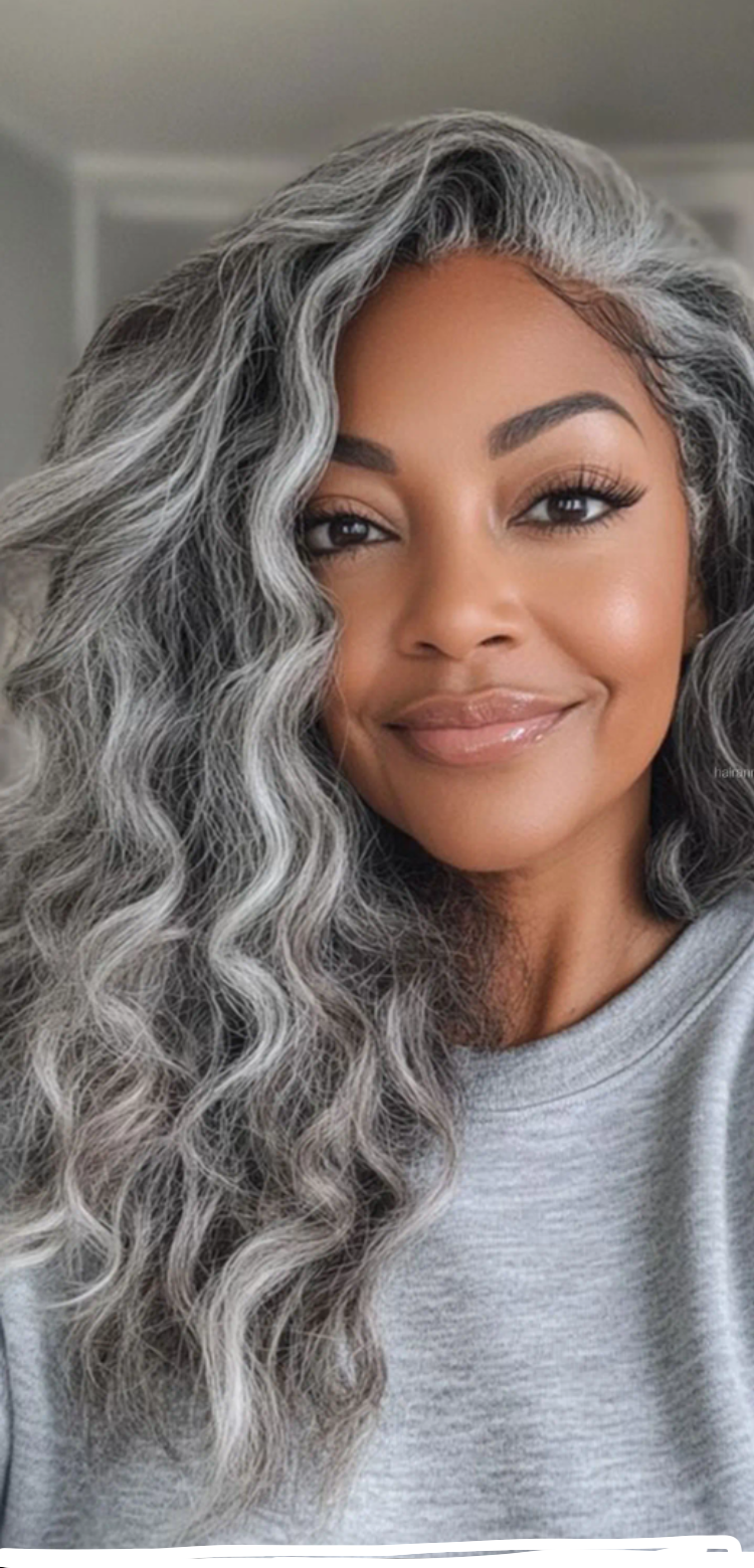 Capelli color sale e pepe di media tonalità