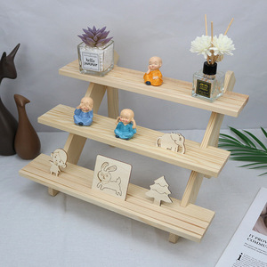 In stock <b>pine</b> wood display rack, multi-layer desktop storage <b>shelf</b>, wooden tiered multi-purpose plant stand wholesale - Product Image 2