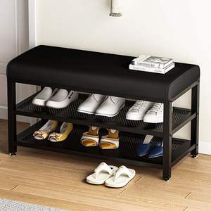 Banc à chaussures minimaliste moderne avec rangement pour entrée de maison, utilisation enfant, matériau panneau, design autoportant - Product Image 1