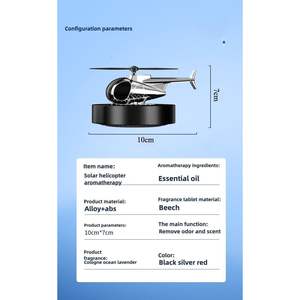 Ambientador para Auto con Forma de Helicóptero, Energía Solar, Aleación, Diseño Moderno y Ecológico, Plateado, Rojo, Negro - Product Image 4
