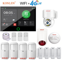 Système d'alarme de sécurité sans fil 4G WIFI GSM intelligent Tuya avec écran tactile de 7 pouces, détecteur de fumée ABS, caméra extérieure, sirène stroboscopique