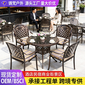 Ensemble de jardin en aluminium moulé, table et chaises de patio pour 4 personnes, design traditionnel, meubles résistants aux intempéries - Product Image 2