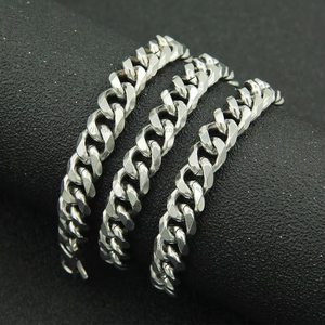 Simple <b>Titanium</b> Steel Necklace, Street Hip-hop Six-sided Grinding <b>Chain</b> Hipster Jewelry Side Cuban <b>Chain</b> 9mm Tanjing Fashion - Product Image 2