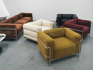 <span class=keywords><strong>Canapé</strong></span> inclinable minimaliste en cuir véritable pour un style nordique Wabi-Sabi, mobilier de salon, fauteuil de détente, acier inoxydable - Product Image 5