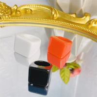 Trend Frauen Mädchen Big Boho Ring Geometrische farbige quadratische Harz Acryl Schmuck Blank Ringe für die Schmuck herstellung