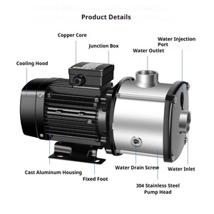 1 इंच 1.5hp पोर्टेबल स्टेनलेस स्टील मल्टी स्टेज पंप सेंट्रीफ्यूगल सबमर्सिबल वाटर पंप क्षैतिज बूस्टर पंप