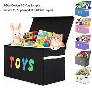 Grande boîte de rangement pour jouets d'enfants, bacs de rangement pliables et robustes <span class=keywords><strong>avec</strong></span> couvercles - Product Image 1